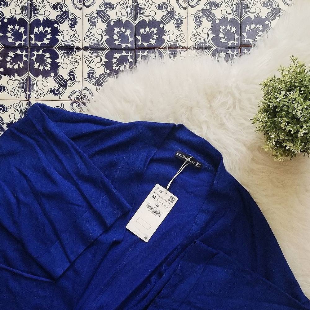 ZARA knit royal blue cardigan